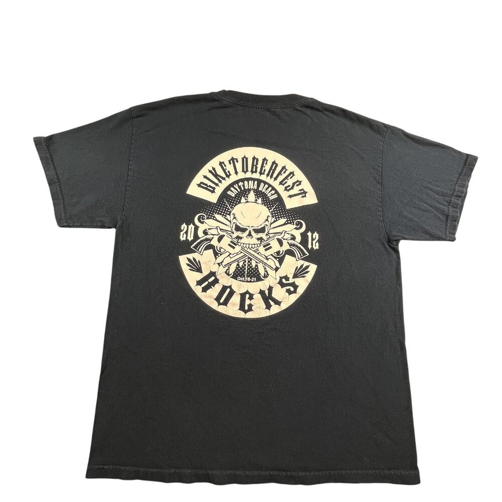 Y2K Biketoberfest Daytona Beach Shirt Mens Large Biker Tee Skull Center Hit 2012